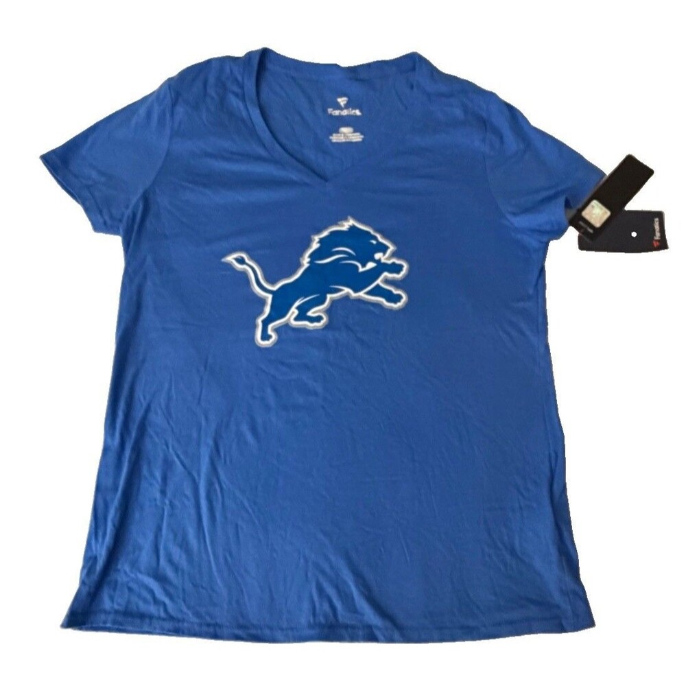 Detroit Lions Aidan Hutchinson #97 Fanatics Women's M Blue V- Neck T-Shirt NWT